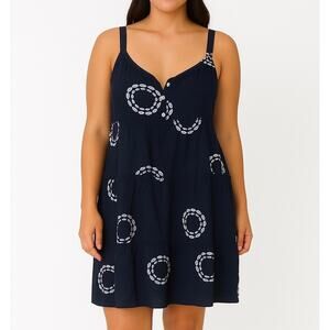 NWT Millenium Women’s Navy Blue Printed Tiered Sleeveless Sundress. Size M.
